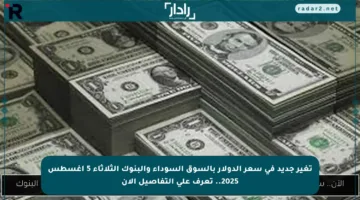 تغير جديد في سعر الدولار بالسوق السوداء والبنوك الثلاثاء 5 أغسطس 2025.. تعرف على التفاصيل الآن